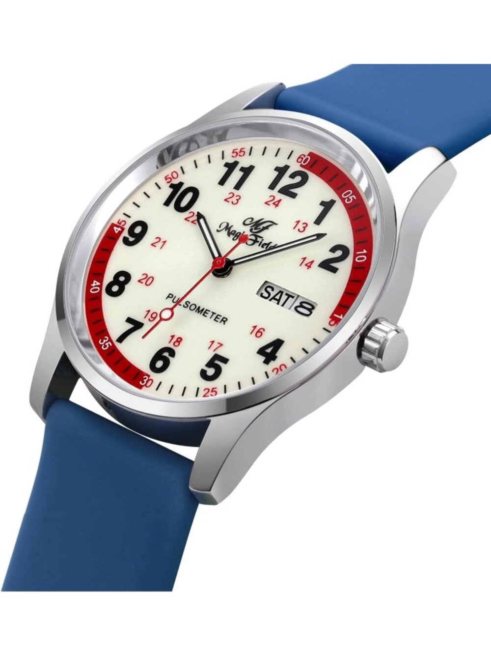 Women's Navy White Easy to Read Military Time Waterproof Luminous Wrist Watch - Picture 2 of 6